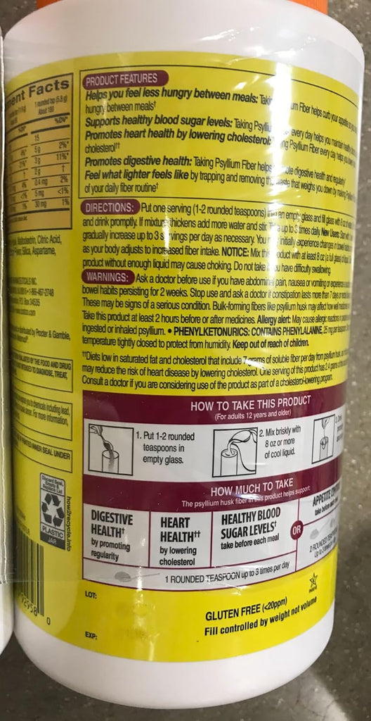 Kirkland Signature Sugar-Free Psyllium Fiber Supplement Powder, 360 DosesQ