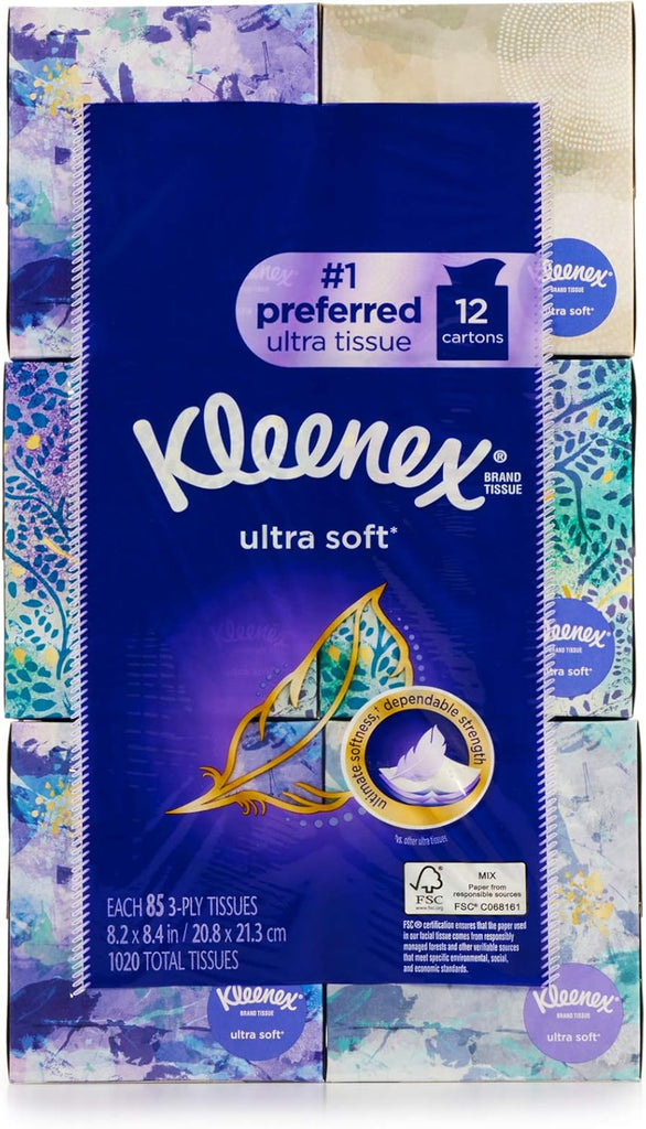 Kleenex Ultra Facial Tissue, 85 Count (Pack of 12)