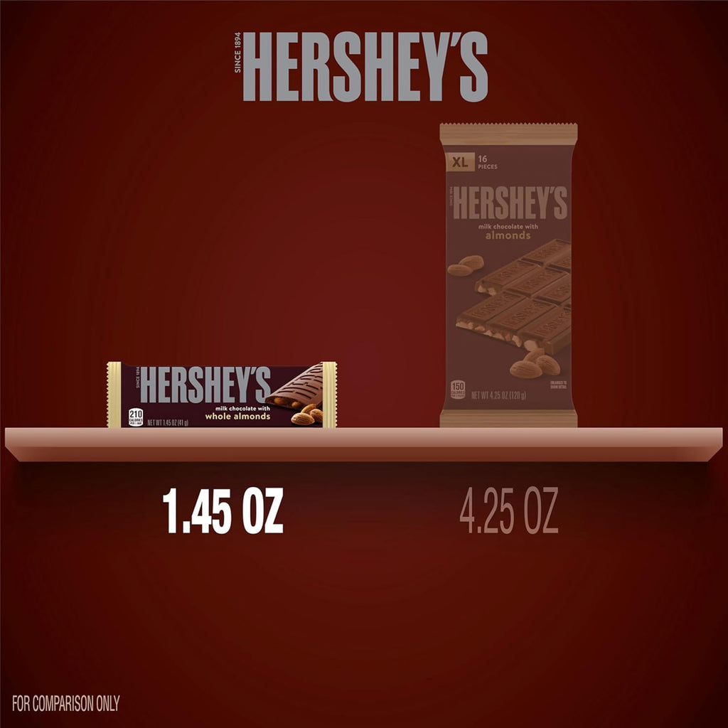HERSHEY'S Milk Chocolate with Whole Almonds Candy Bars, 1.45 oz (36 Count)