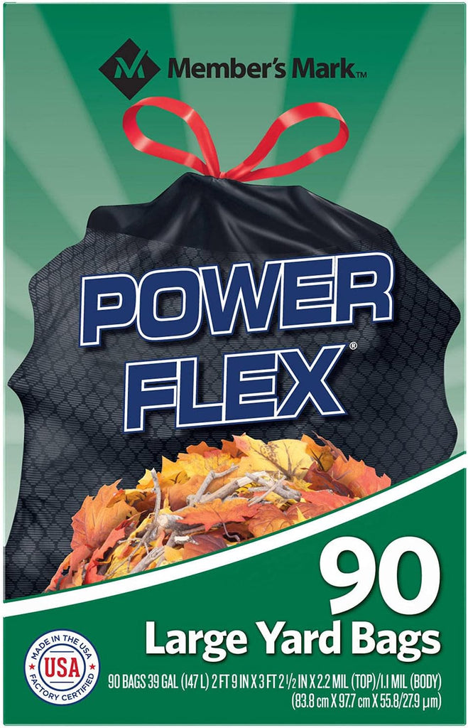 Member's Mark 39 Gallon Power Flex Drawstring, 90 Count(Pack of 1)
