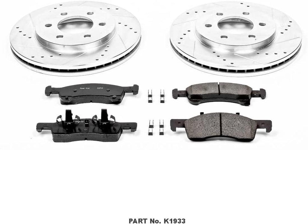 K1933 Front Z23 Carbon Fiber Brake Pads with Drilled & Slotted Brake Rotors Kit
