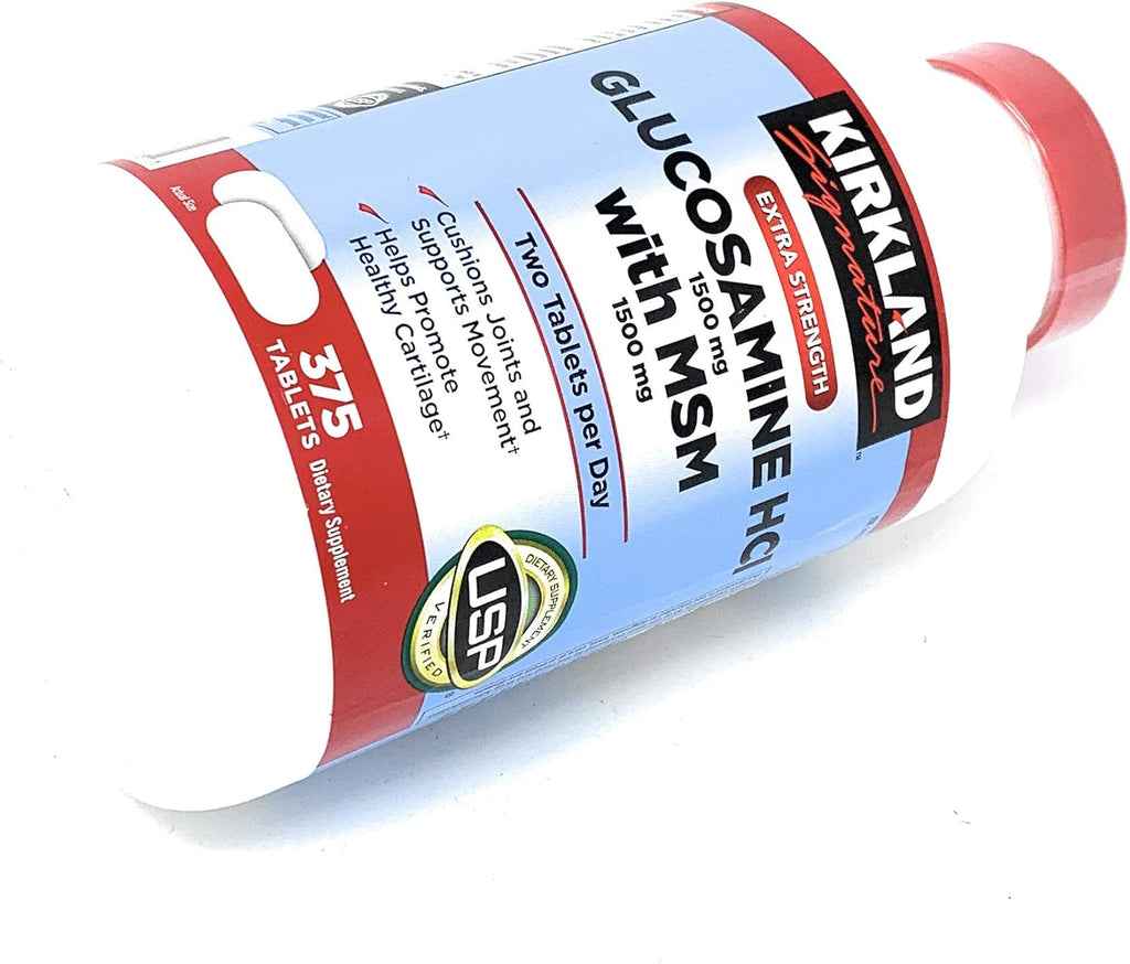 Kirkland Signature Extra Strength Glucosamine HCI 1500mg, With MSM 1500 mg, 375-Count Tablets