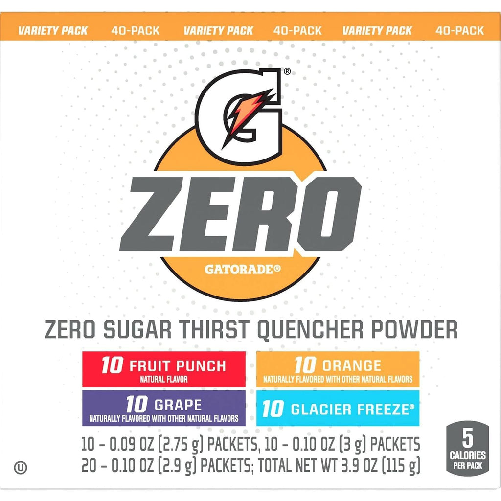 Gatorade G Zero Powder Variety Pack - 40 count - Gatorade Powder Packets - Gatorade Zero Powder Packets - Gatorade Powder Zero - Gatorade Zero Sugar - Gatorade Powder Mix Variety - Gatorade Sugar-Free Hydration with Essential Electrolytes