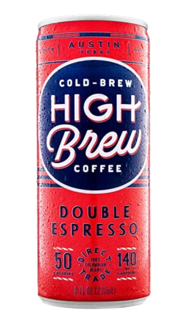 High Brew Coffee, Cold Brew Coffee, Double Espresso, 8 Fl Oz, Ready-To-Drink (Pack of 12)