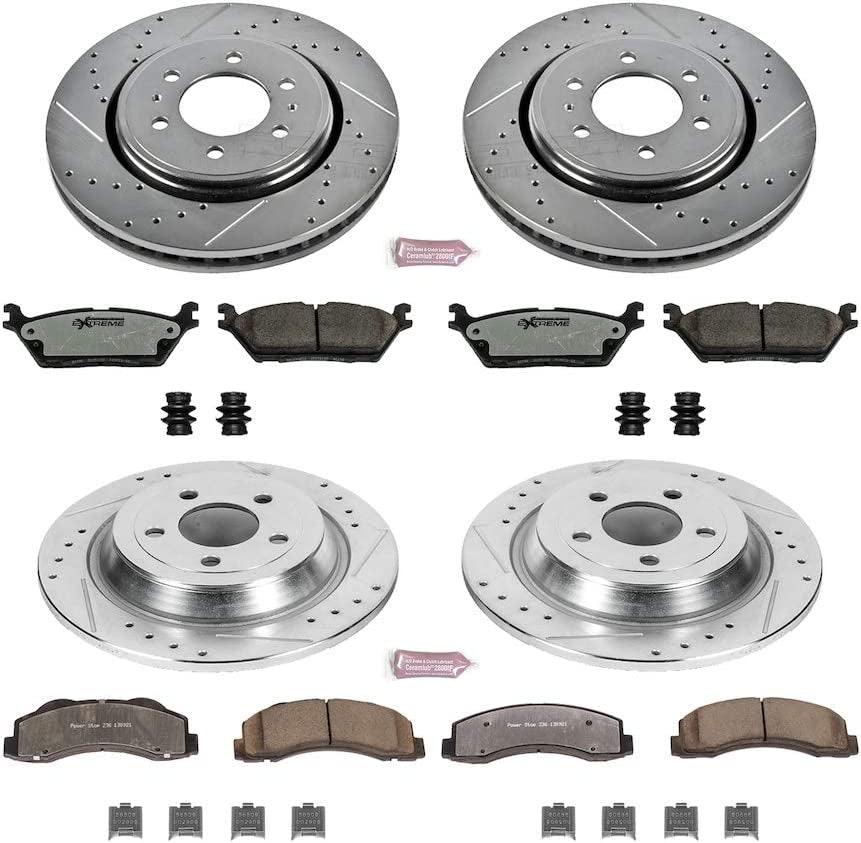 K6803-36 Front and Rear Z36 Truck & Tow Brake Kit, Carbon Fiber Ceramic Brake Pads and Drilled/Slotted Brake Rotors