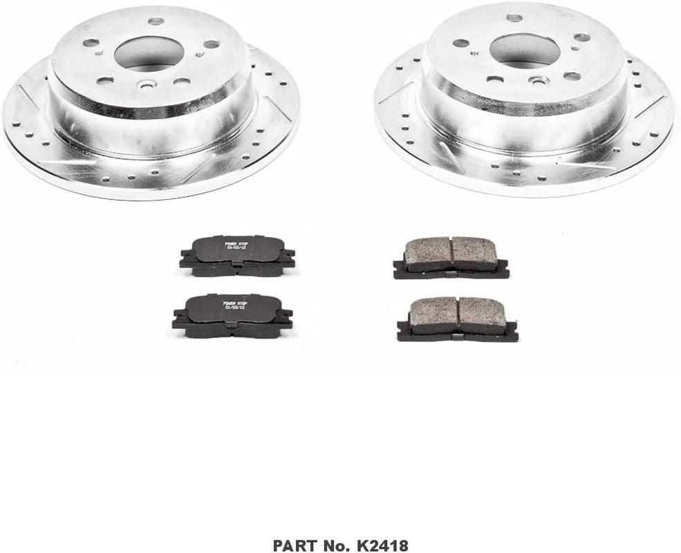 K2418 Rear Z23 Carbon Fiber Brake Pads with Drilled & Slotted Brake Rotors Kit