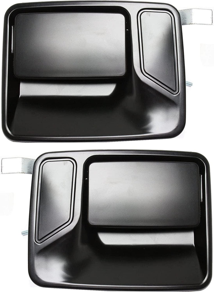 Rear Exterior Door Handle Compatible with 1999-2016 Ford F-250 Super Duty/F-350 Super Duty Smooth Black, Set of 2, Driver and Passenger Side