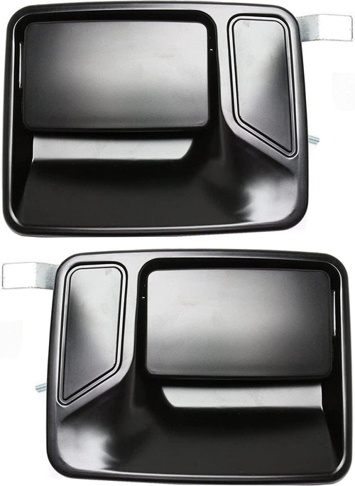 Rear Exterior Door Handle Compatible with 1999-2016 Ford F-250 Super Duty/F-350 Super Duty Smooth Black, Set of 2, Driver and Passenger Side