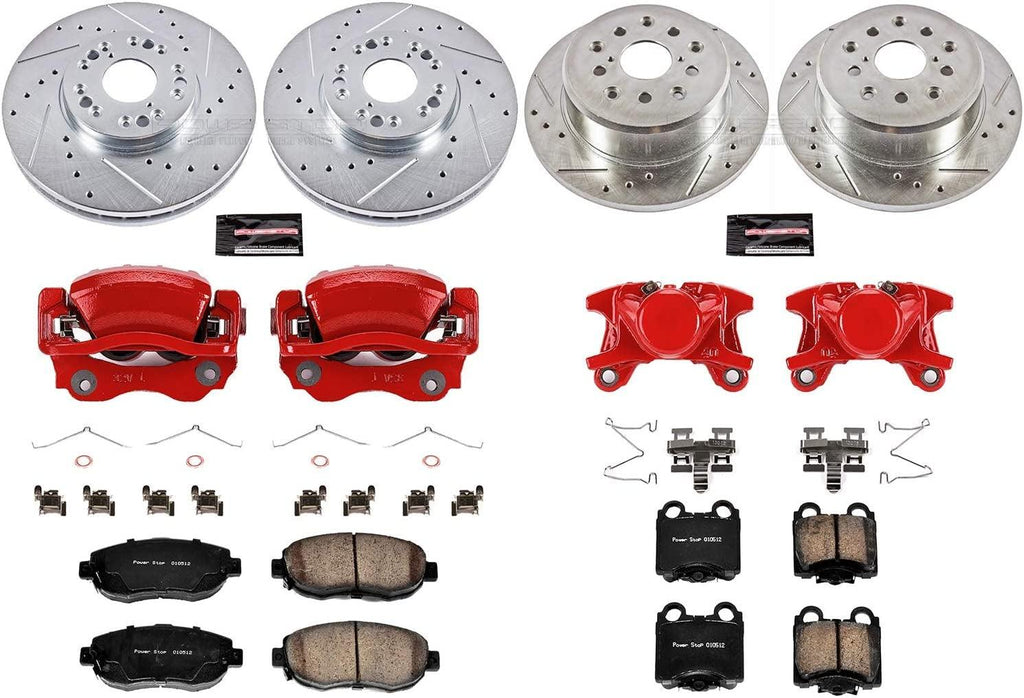 Power Stop KC1079A Z23 Evolution Sport Front & Rear Caliper Brake Kit- Brake Rotor, Carbon-Fiber Ceramic Brake Pads and Brake Caliper