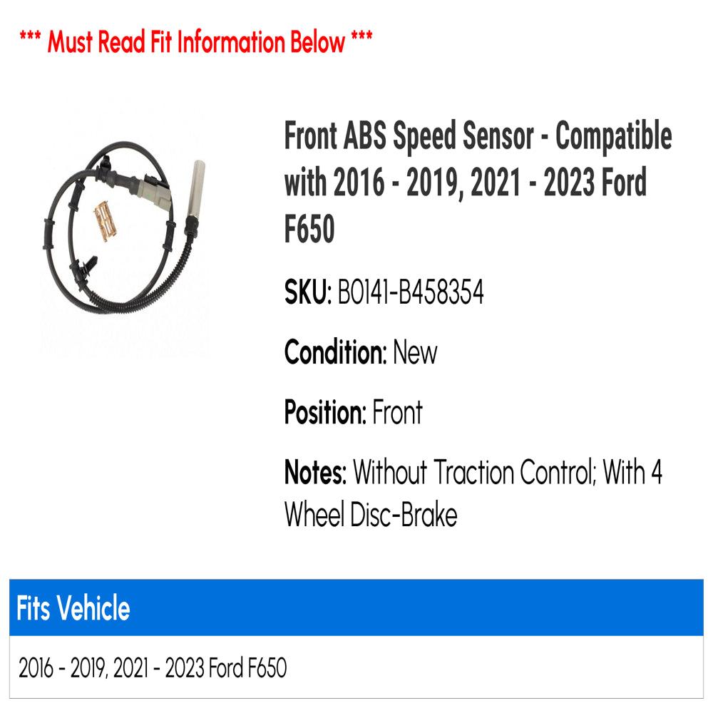 Front ABS Speed Sensor - Compatible with 2016 - 2019, 2021 - 2023 Ford F650 2017 2018 2022