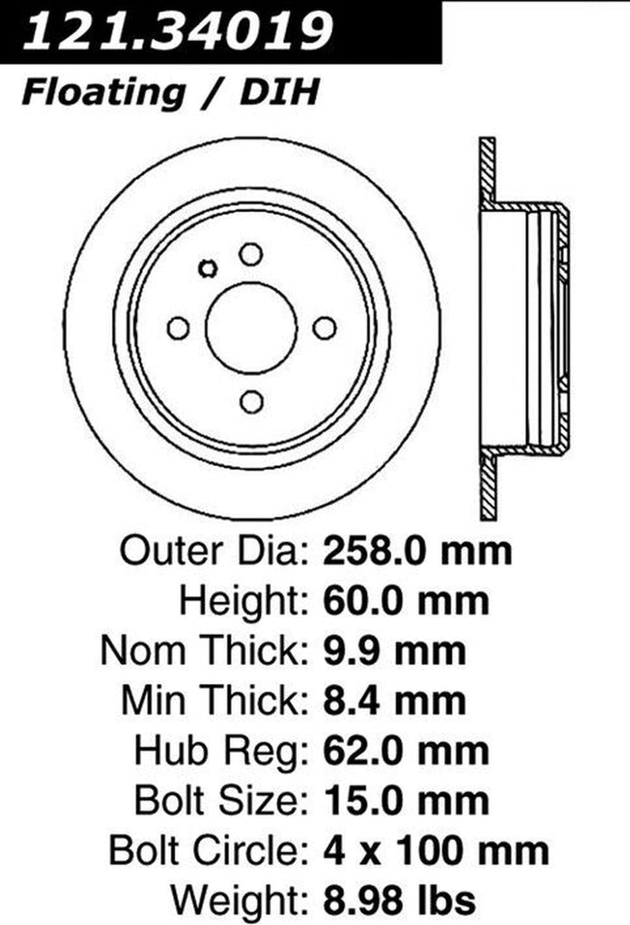 Centric Rear Disc Brake Rotor for BMW (121.34019)