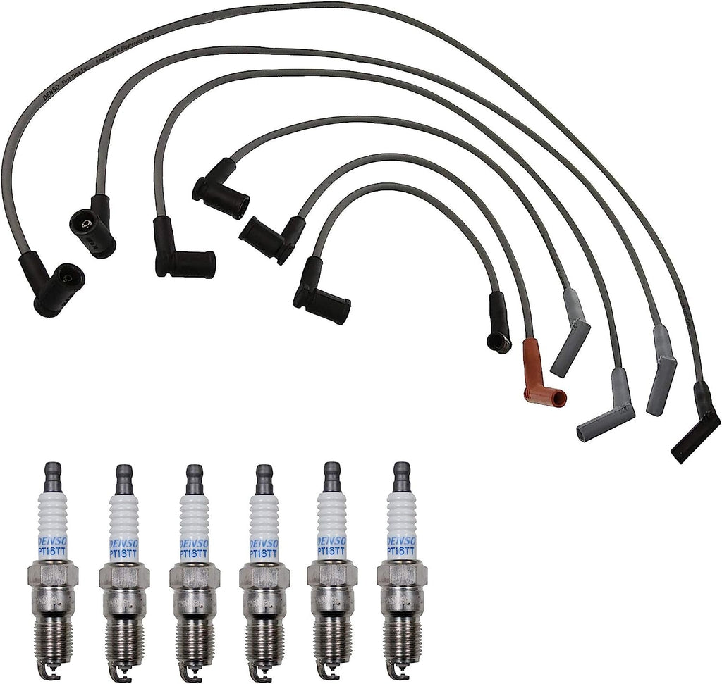 Denso Wire Set 8Mm & 6 Platinum TT Spark Plugs 0.040 Kit for Ford 3.0 4.0 V6