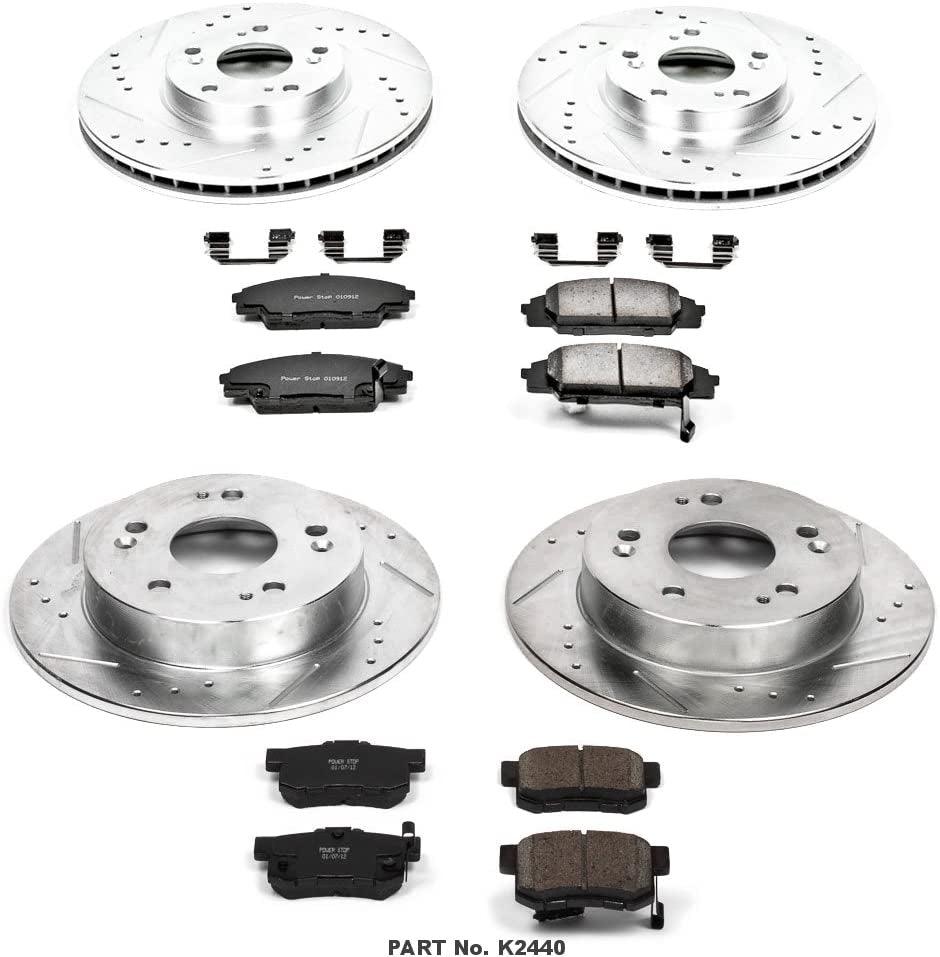 K2440 Front and Rear Z23 Carbon Fiber Brake Pads with Drilled & Slotted Brake Rotors Kit