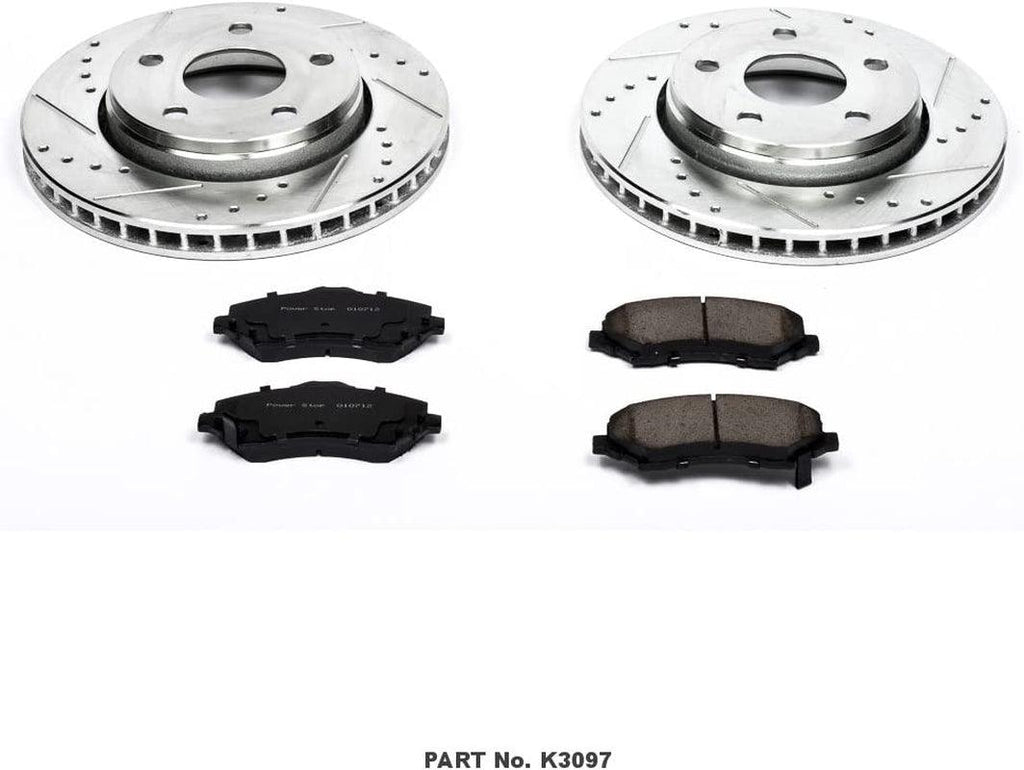 K3097 Front Z23 Carbon Fiber Brake Pads with Drilled & Slotted Brake Rotors Kit