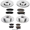 K2298 Front and Rear Z23 Carbon Fiber Brake Pads with Drilled & Slotted Brake Rotors Kit