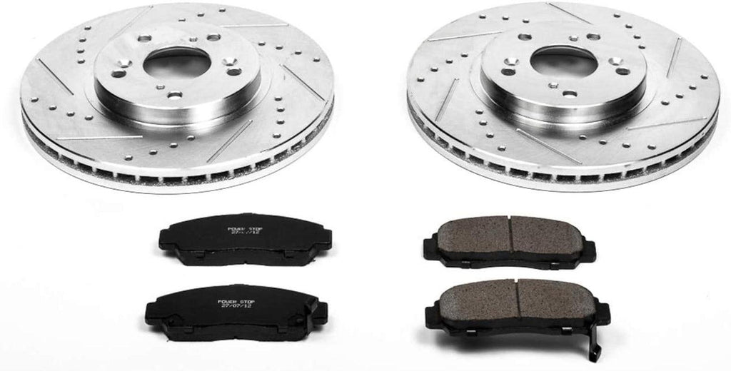 K2292 Front Z23 Carbon Fiber Brake Pads with Drilled & Slotted Brake Rotors Kit