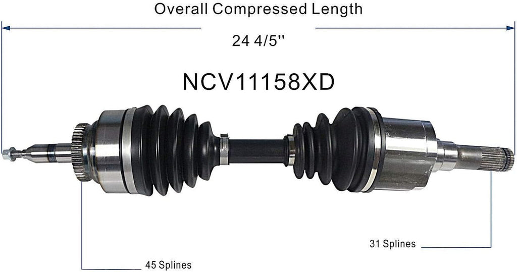 NCV11158XD XD Series CV Axle Shaft Assembly for Extreme Weather Environments - Left Front (Driver Side)