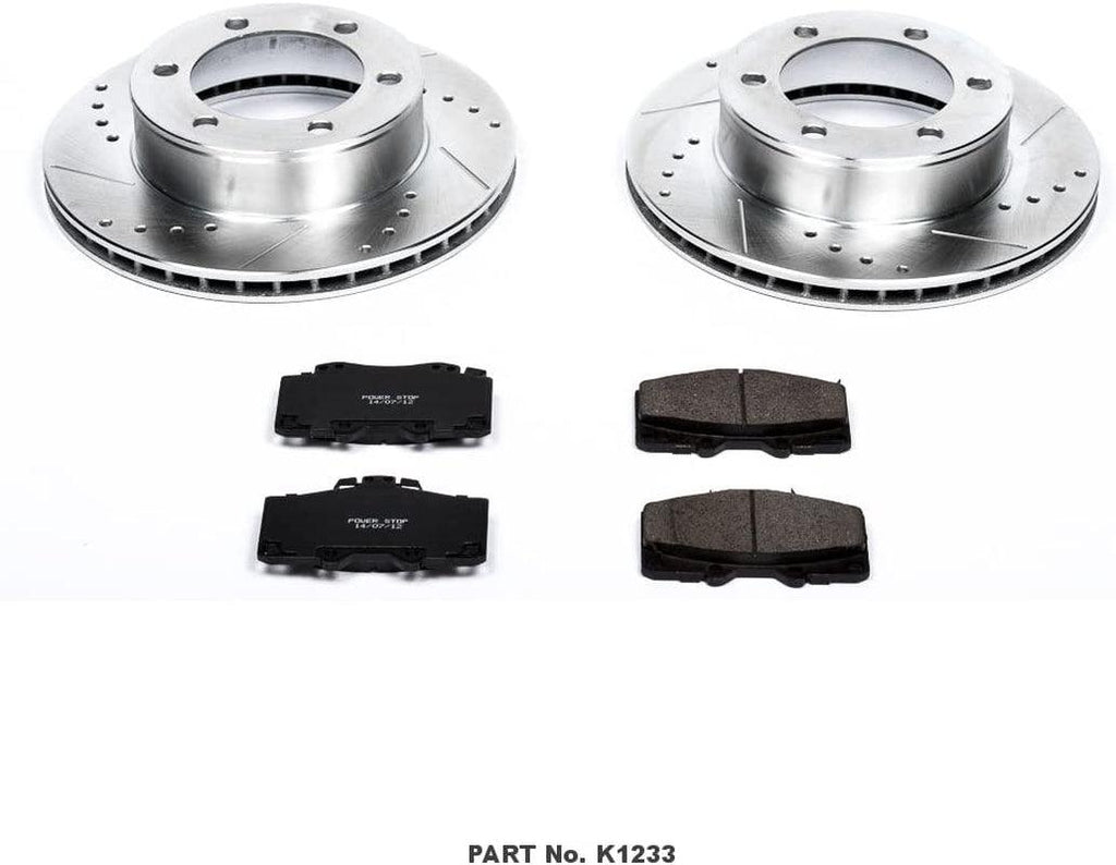 Front K1233 Carbon-Fiber Ceramic Brake Pad and Drilled and Slotted Rotor Z23 Daily Driver Kit
