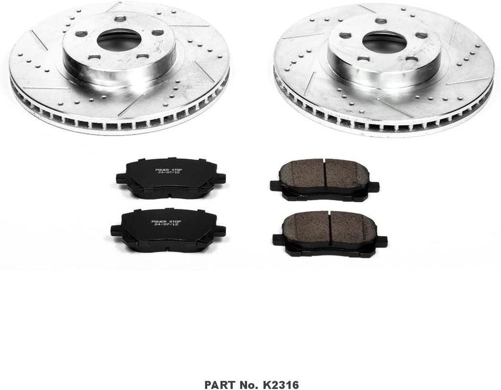 K2316 Front Z23 Carbon Fiber Brake Pads with Drilled & Slotted Brake Rotors Kit