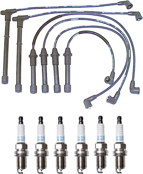 Denso Wire Set 7Mm & 6 Platinum TT Spark Plugs 0.04 Kit for Mercury Nissan 3.3L Naturally Aspirated V6