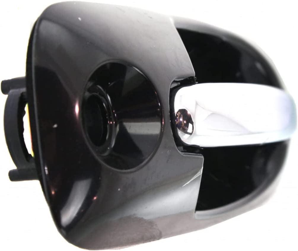 Compatible with Dodge Caravan Exterior Door Handle 2001-2007 Passenger Side Front, Smooth Black Bezel with Chrome Lever | with Key Hole | Trim: All Submodels
