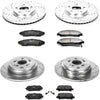 K6084 Front and Rear Z23 Carbon Fiber Brake Pads with Drilled & Slotted Brake Rotors Kit