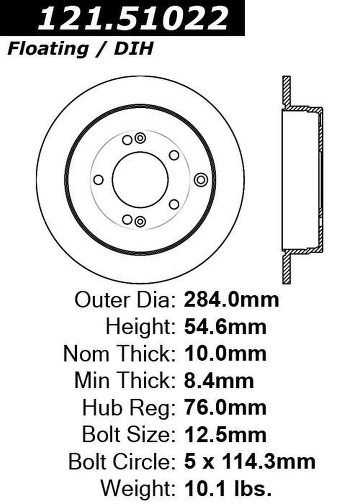 Centric Rear Disc Brake Rotor for Azera, Amanti (121.51022)