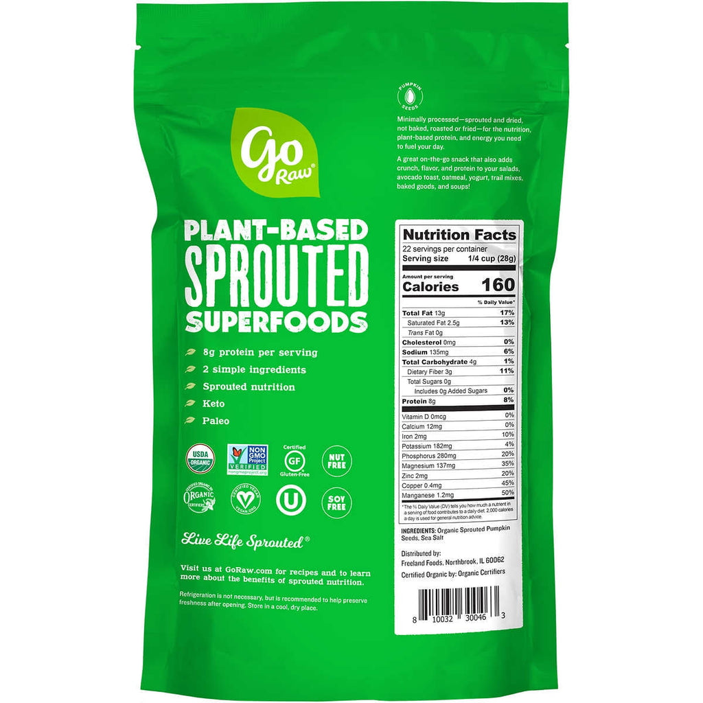 2 Pack | Go Raw Sprouted Organic Pumpkin Seeds with Sea Salt, 22 oz