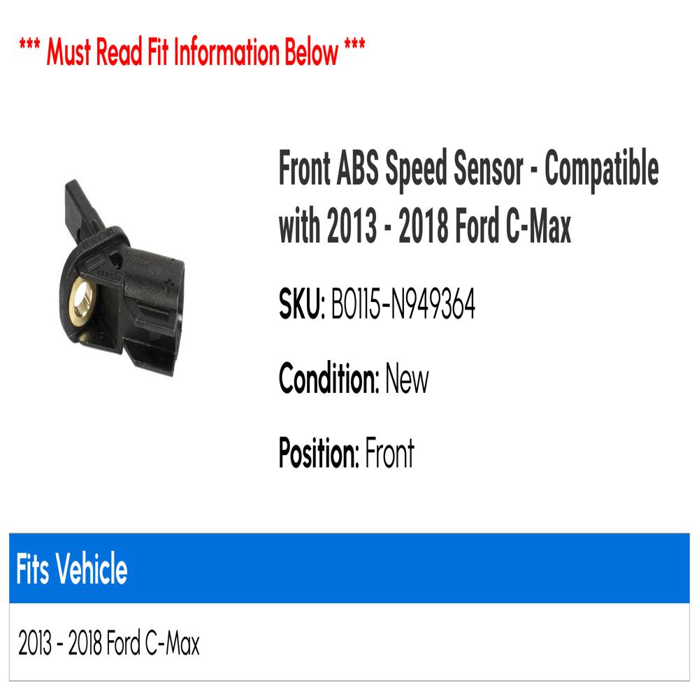 Front ABS Speed Sensor - Compatible with 2013 - 2018 Ford C-Max 2014 2015 2016 2017