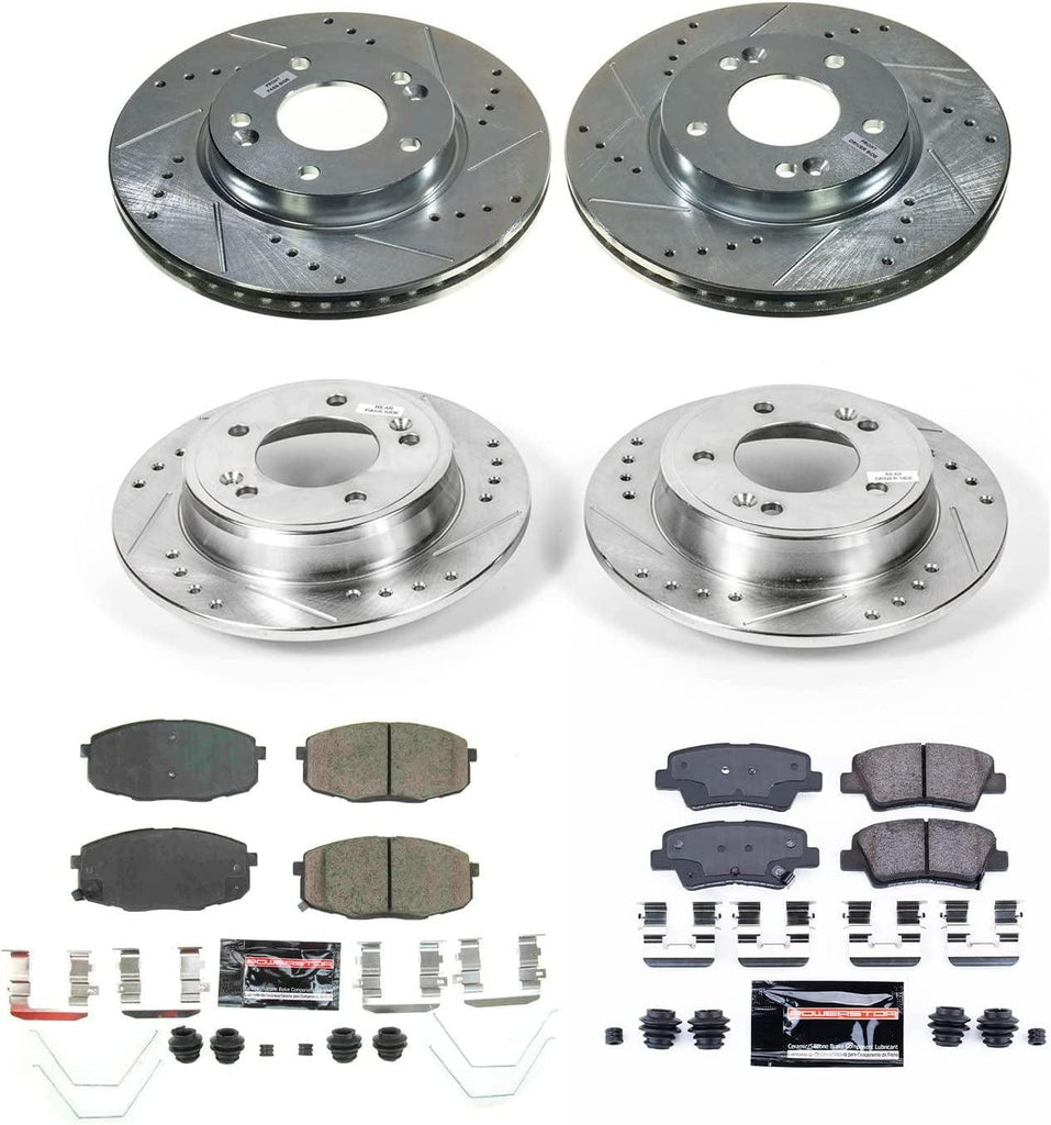 Front and Rear K8810 Carbon-Fiber Ceramic Brake Pad with Drilled and Slotted Rotor Kit Z23 Daily Driver