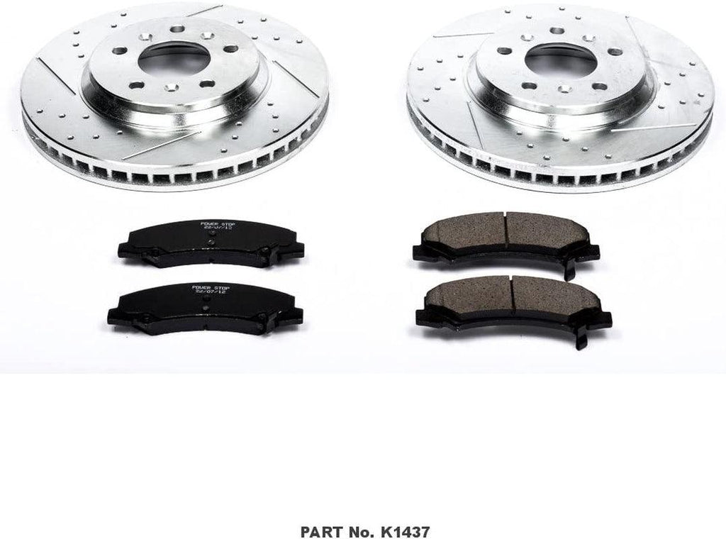 K1437 Front Z23 Carbon Fiber Brake Pads with Drilled & Slotted Brake Rotors Kit