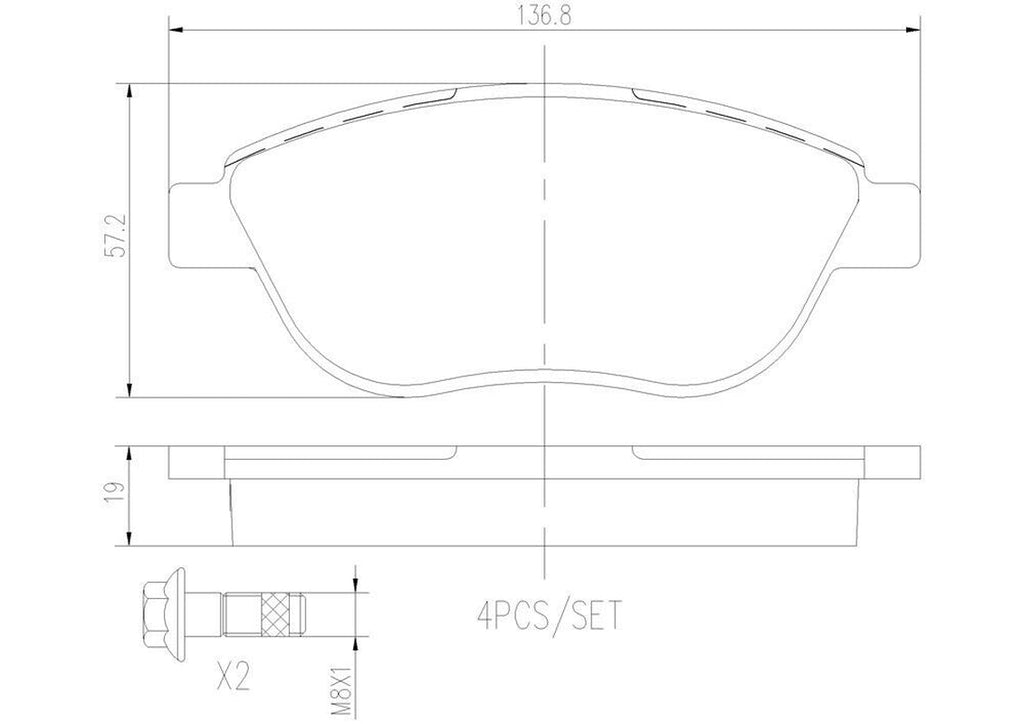 Brembo Front Disc Brake Pad Set for 12-17 500 (P23119N)