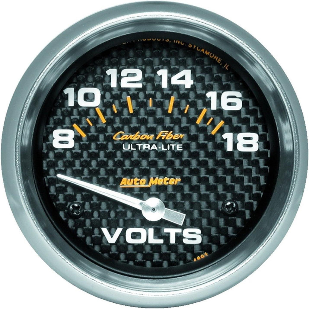 4891 Carbon Fiber Electric Voltmeter Gauge,2.625 In.