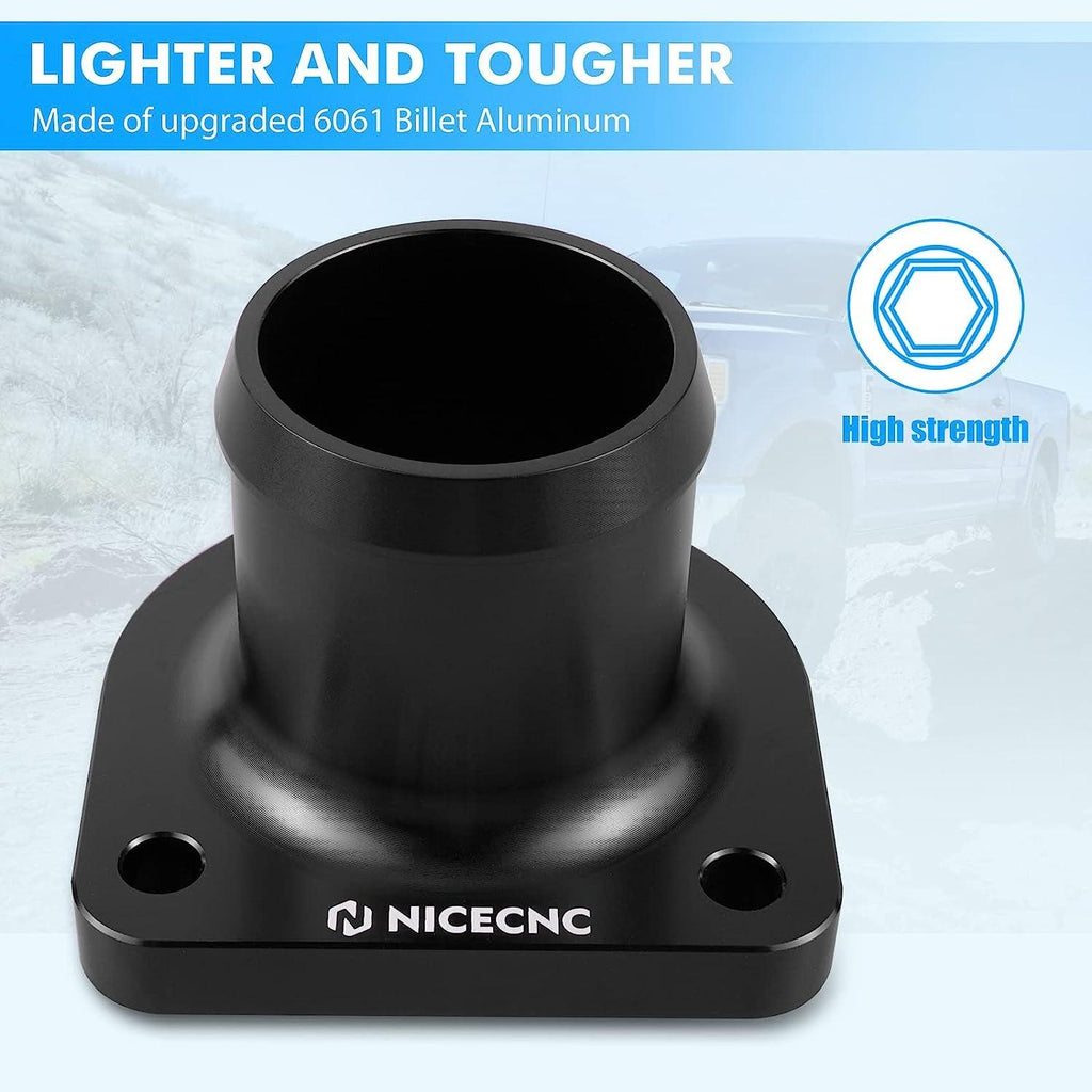 NICECNC Carcasa Del Termostato Billet Aluminum Compatible with Ford 1999.05-2003 Super Duty Trucks with the 7.3L Powerstroke Engine Black