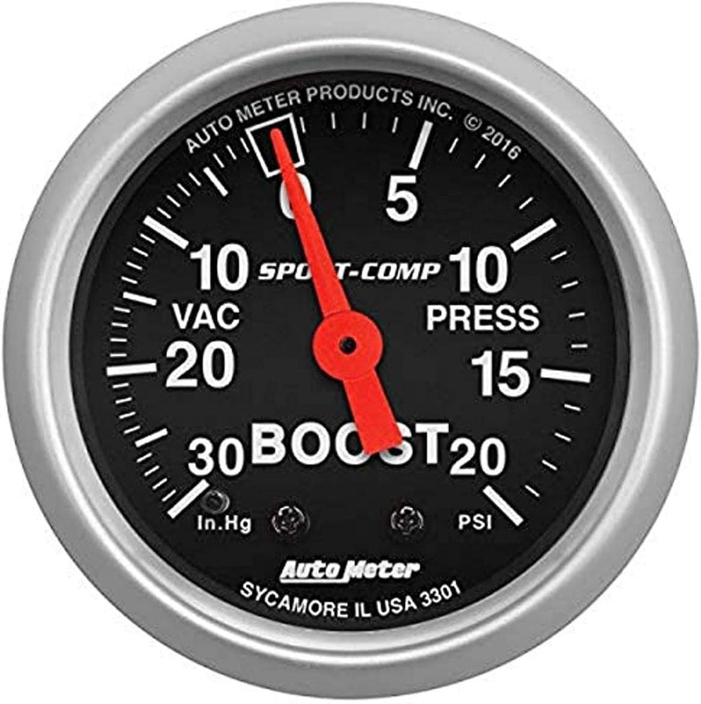 3301 Sport-Comp Mechanical Boost/Vacuum Gauge, 2.3125 In.