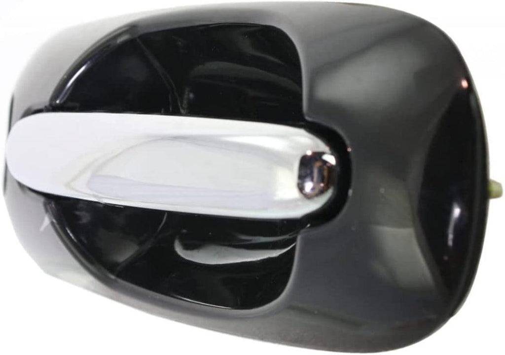 Compatible with Dodge Caravan Exterior Door Handle 2001-2007 Passenger Side Front, Smooth Black Bezel with Chrome Lever | with Key Hole | Trim: All Submodels