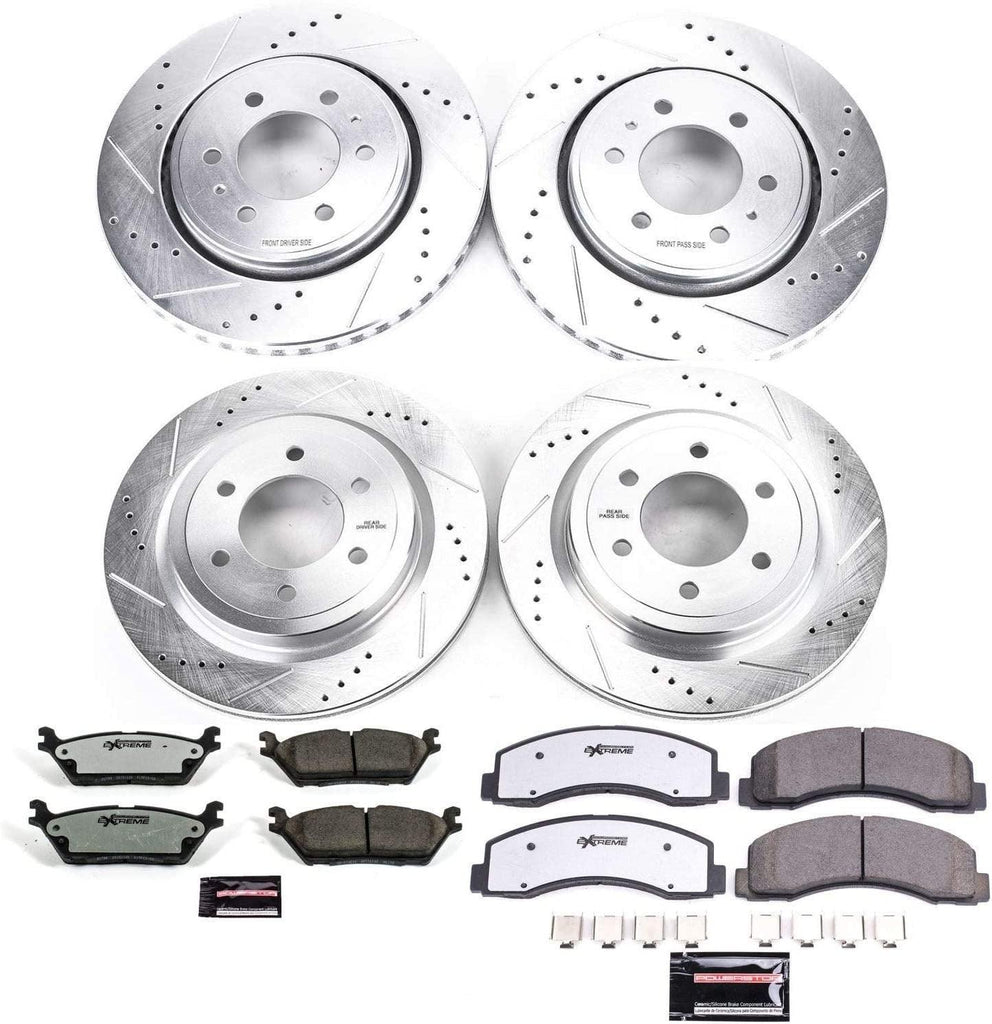 K8026-36 Front and Rear Z36 Truck & Tow Brake Kit, Carbon Fiber Ceramic Brake Pads and Drilled/Slotted Brake Rotors