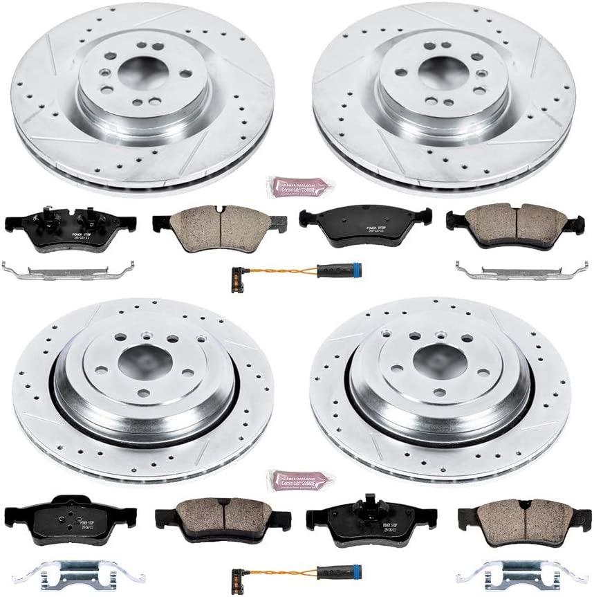 K6707 Front and Rear Z23 Carbon Fiber Brake Pads with Drilled & Slotted Brake Rotors Kit