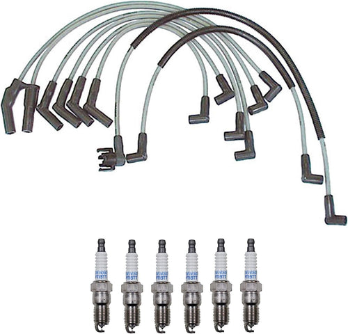Denso Wire Set 8Mm and 6 Platinum TT Spark Plugs 0.04 Kit for Ford 2.8L 2.9L V6 Naturally Aspirated