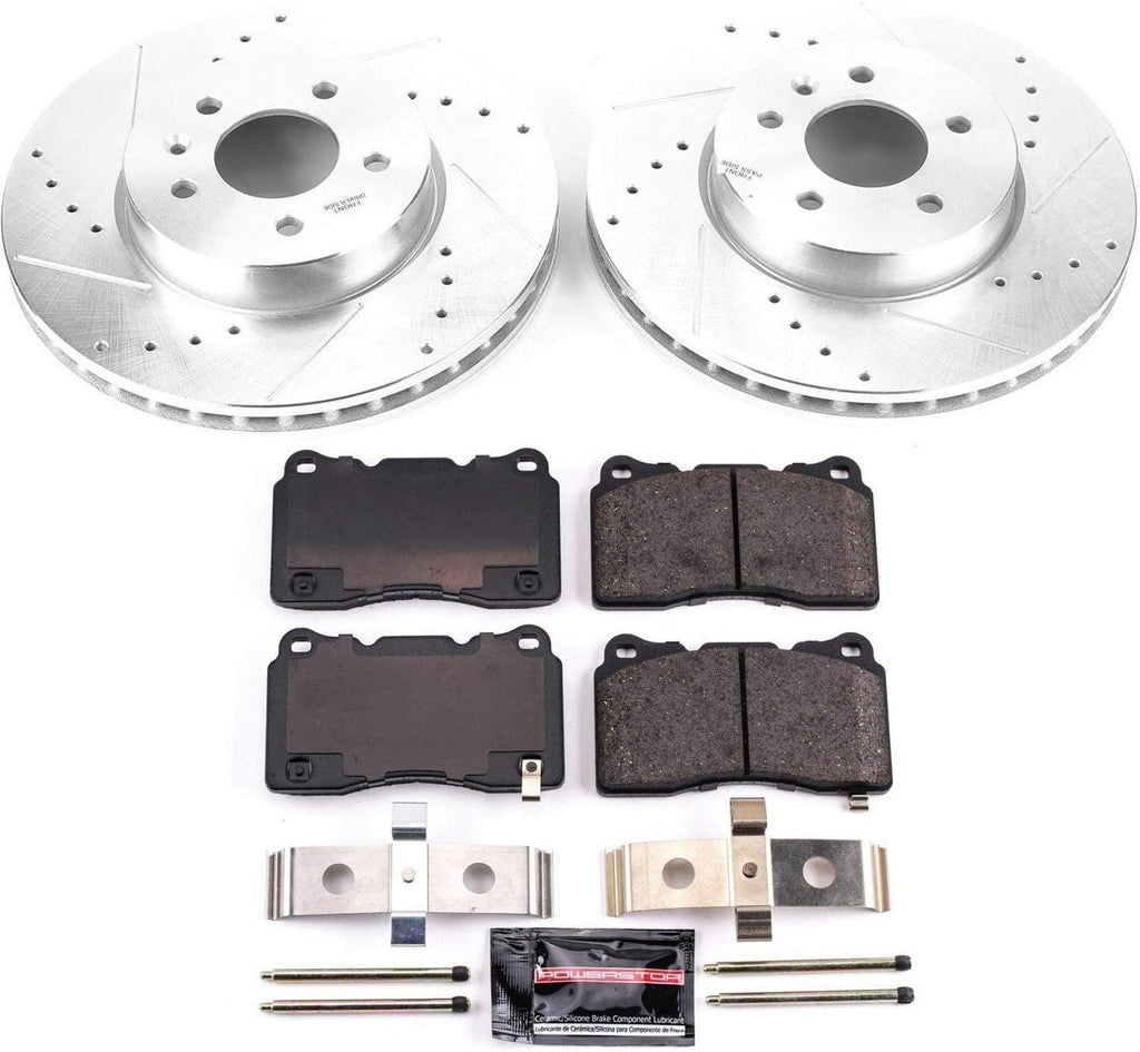 K6389 Front Z23 Carbon Fiber Brake Pads with Drilled & Slotted Brake Rotors Kit