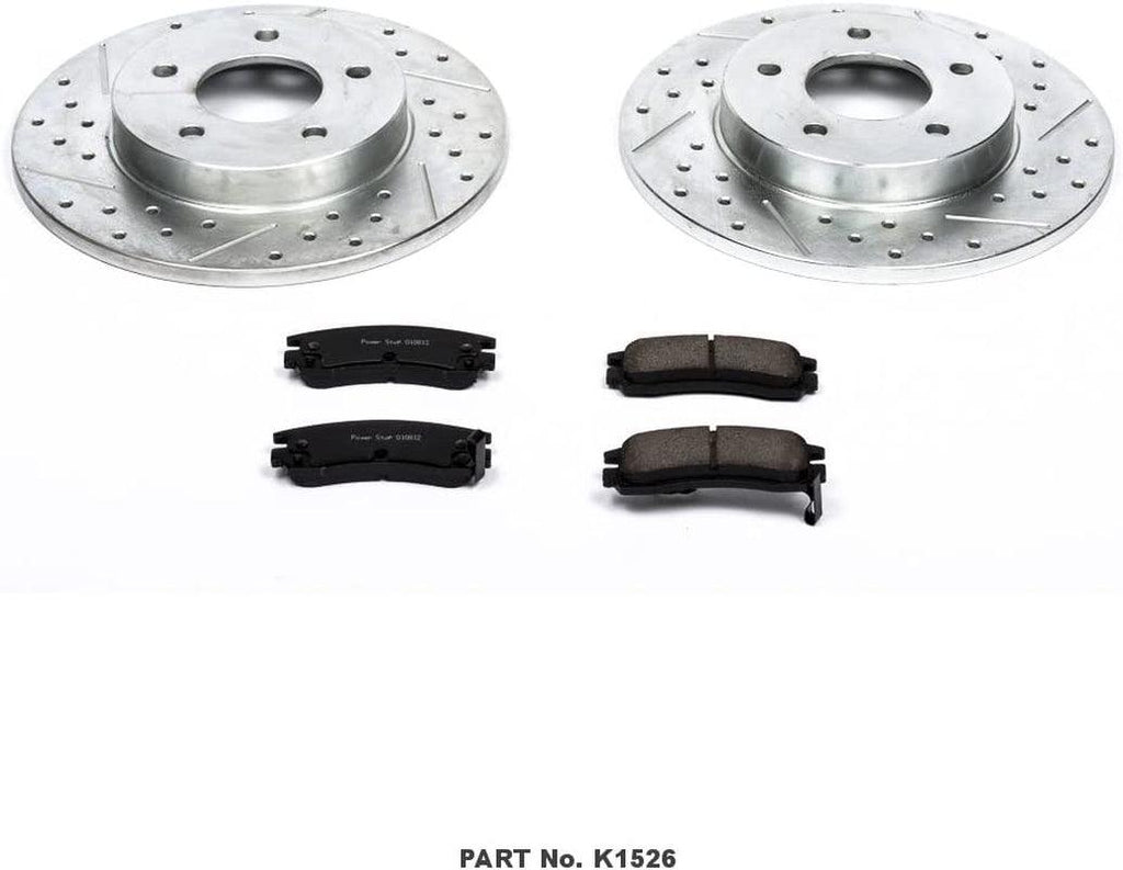K1526 Rear Z23 Carbon Fiber Brake Pads with Drilled & Slotted Brake Rotors Kit