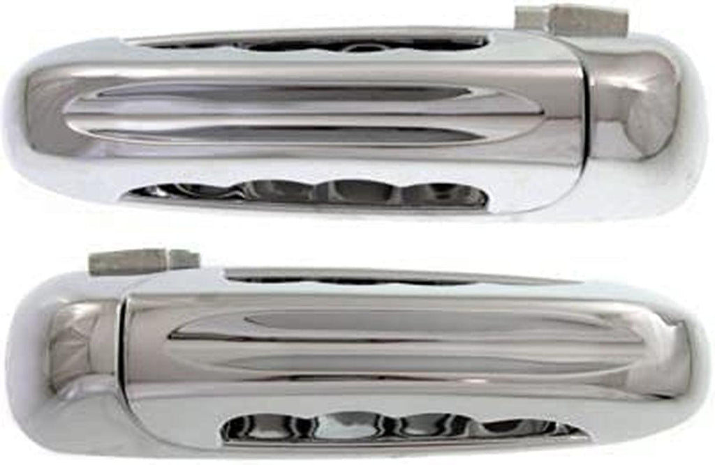 Rear Exterior Door Handle Compatible with 2002-2008 Dodge Ram 1500 and 2003-2009 Dodge Ram 2500 / Ram 3500 Chrome,With Slash Design Lever, Set of 2, Driver and Passenger Side