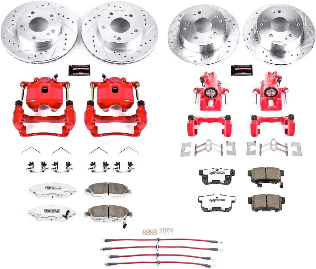 Front and Rear KCH11202-26 Z26 Street Warrior Brake Pad Rotor Caliper and Hose Kit