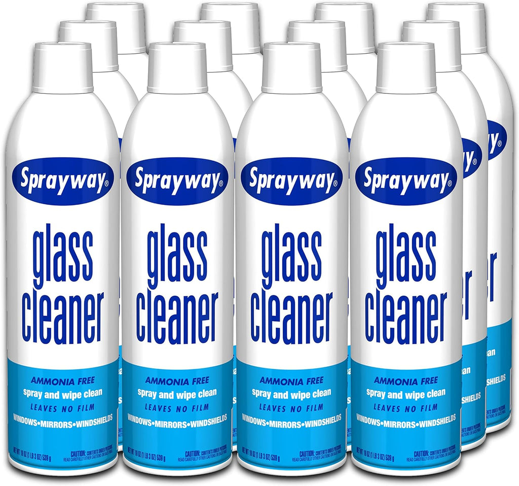 Sprayway Glass Cleaner with Foaming Spray for a Streak-Free Shine for Home and Automotive Use, 19 oz, Pack of 12, White
