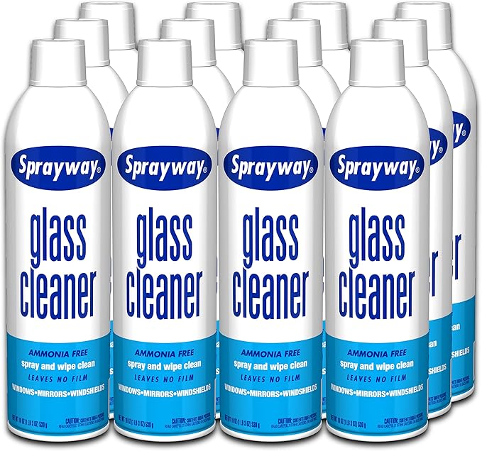 Sprayway Glass Cleaner with Foaming Spray for a Streak-Free Shine for Home and Automotive Use, 19 oz, Pack of 12, White