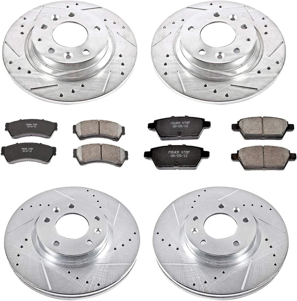 K200 Front & Rear Brake Kit with Drilled/Slotted Brake Rotors and Z23 Evolution Ceramic Brake Pads