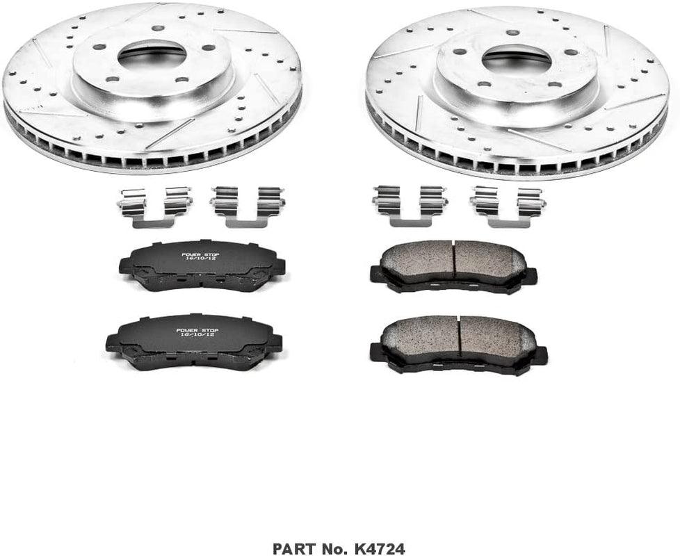 K4724 Front Z23 Carbon Fiber Brake Pads with Drilled & Slotted Brake Rotors Kit