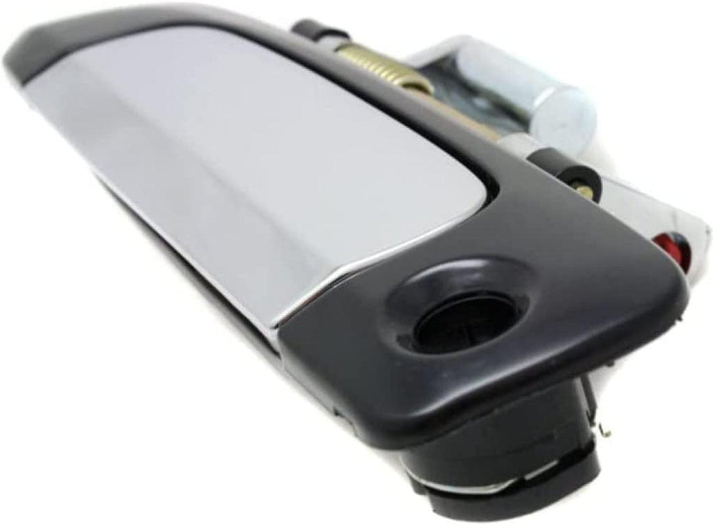 for Honda Civic Exterior Door Handle Front, Driver Side Smooth Black Bezel with Chrome Lever (2001-2005) | with Key Hole| Trim:All Submodels