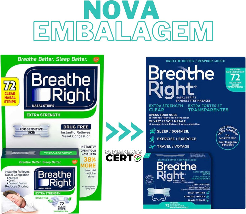 Breathe Right Nasal Strips, Extra Clear for Sensitive Skin, 72 Clear Strips
