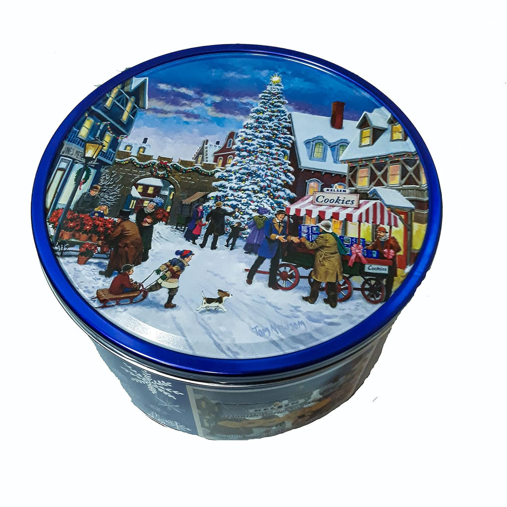 Kelsen Danish Butter Cookies in Decorative Holiday Tin, 80 Ounce (300 Cookies)